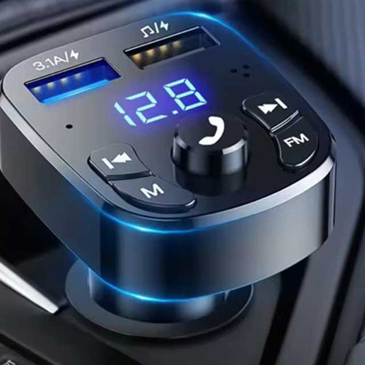 Bluetooth 5.0 FM Transmitter Car MP3 Player – Dual USB Fast Charger, FM Receiver & USB Flash Drive Plug | Wireless Car Kit
