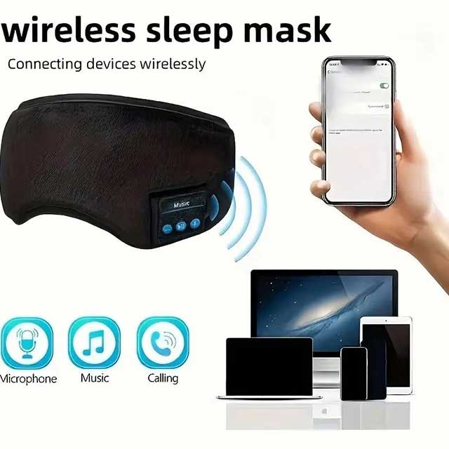 Bluetooth Sleep Eye Mask with Wireless Music – 3D Blackout Breathable Eye Cover & Smart Headband for Sleeping, Travel & Yoga