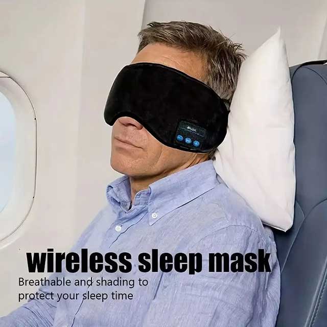 Bluetooth Sleep Eye Mask with Wireless Music – 3D Blackout Breathable Eye Cover & Smart Headband for Sleeping, Travel & Yoga