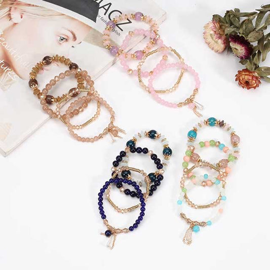 Bohemian Stackable Beaded Bracelets for Women – Multilayer Charm Bangles with Pendants | Stretch Wrist Jewelry