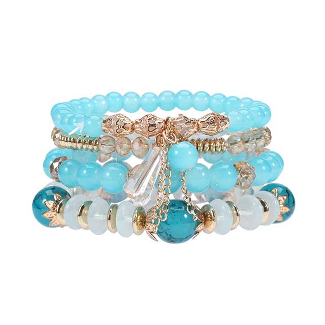 Bohemian Stackable Beaded Bracelets for Women – Multilayer Charm Bangles with Pendants | Stretch Wrist Jewelry