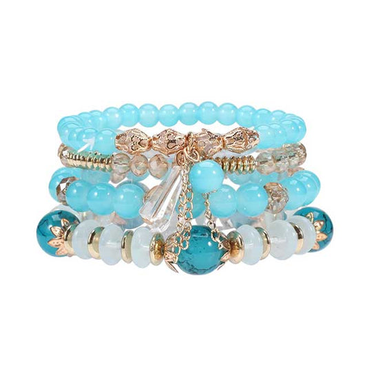Bohemian Stackable Beaded Bracelets for Women – Multilayer Charm Bangles with Pendants | Stretch Wrist Jewelry
