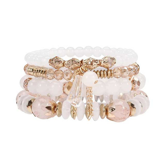 Bohemian Stackable Beaded Bracelets for Women – Multilayer Charm Bangles with Pendants | Stretch Wrist Jewelry