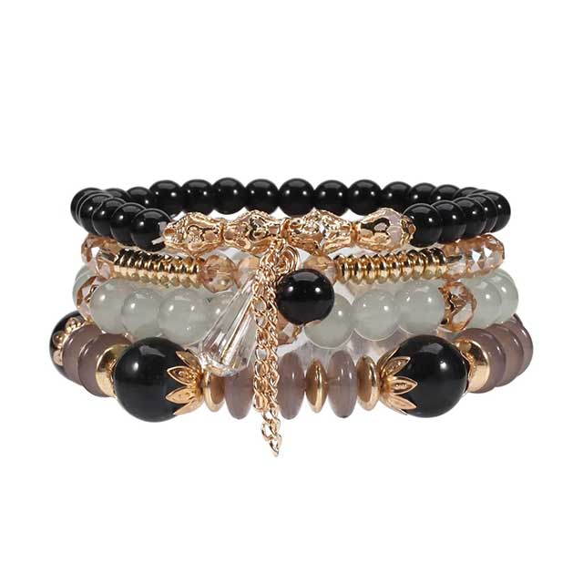 Bohemian Stackable Beaded Bracelets for Women – Multilayer Charm Bangles with Pendants | Stretch Wrist Jewelry