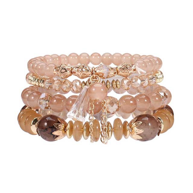 Bohemian Stackable Beaded Bracelets for Women – Multilayer Charm Bangles with Pendants | Stretch Wrist Jewelry