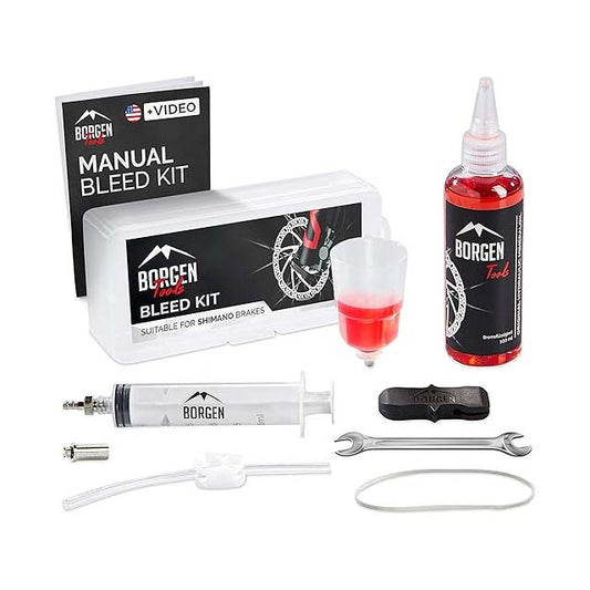 Borgen Bleed Kit for Shimano Hydraulic Disc Brakes | Complete Bicycle Brake Maintenance Kit with Step-by-Step InstructionsBorgen Bleed Kit for Shimano Hydraulic Disc Brakes | Complete Bicycle Brake Maintenance Kit with Step-by-Step Instructions
