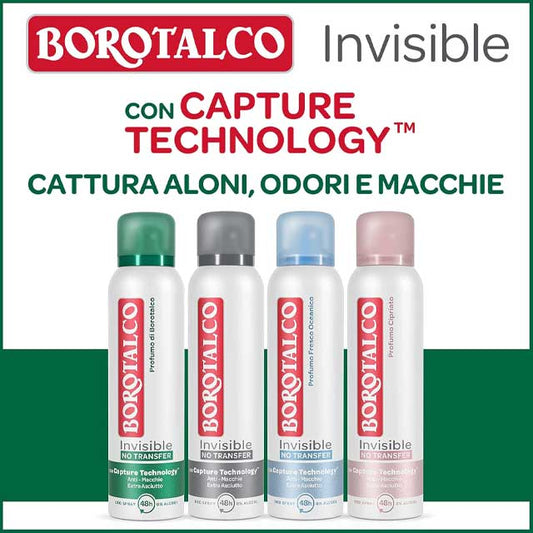 Borotalco Invisible Deodorant Spray 150 ml | Long-Lasting, Residue-Free Odor Protection