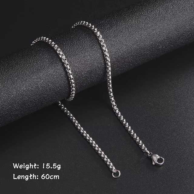 Skyrim Men’s 60cm Box Chain Necklace – Stainless Steel Punk Link Chain in Black & Gold Colors