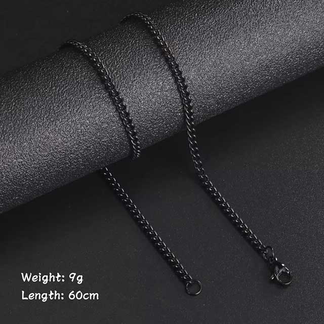 Skyrim Men’s 60cm Box Chain Necklace – Stainless Steel Punk Link Chain in Black & Gold Colors