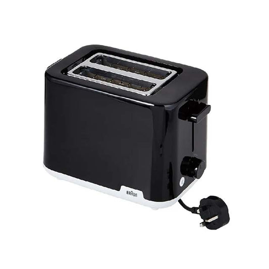 Braun Breakfast1 HT1010 Double Slot Toaster – 900W, 8 Roasting Levels &amp; Defrost Function in Durable Black Plastic