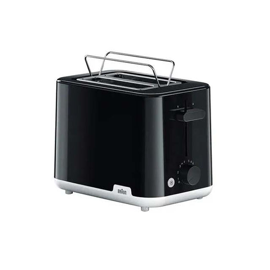 Braun Breakfast1 HT1010 Double Slot Toaster – 900W, 8 Roasting Levels &amp; Defrost Function in Durable Black Plastic