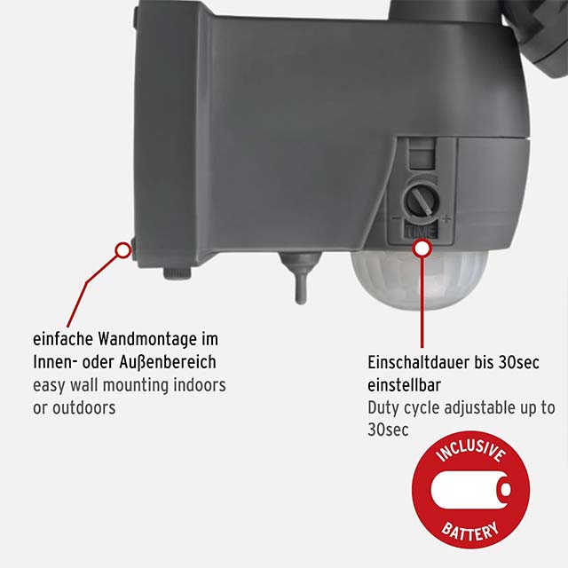 Brennenstuhl Lufos Wireless Battery LED Outdoor Spotlight with Integrated Motion Sensor