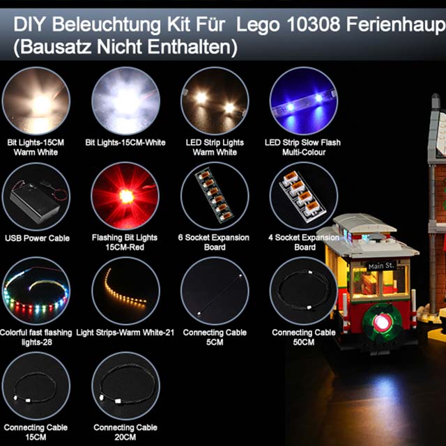 BrickBling LED Light Set for Lego 10308 Holiday Main Street - Lighting Kit Only, Creative Gift for Lego Holiday Street