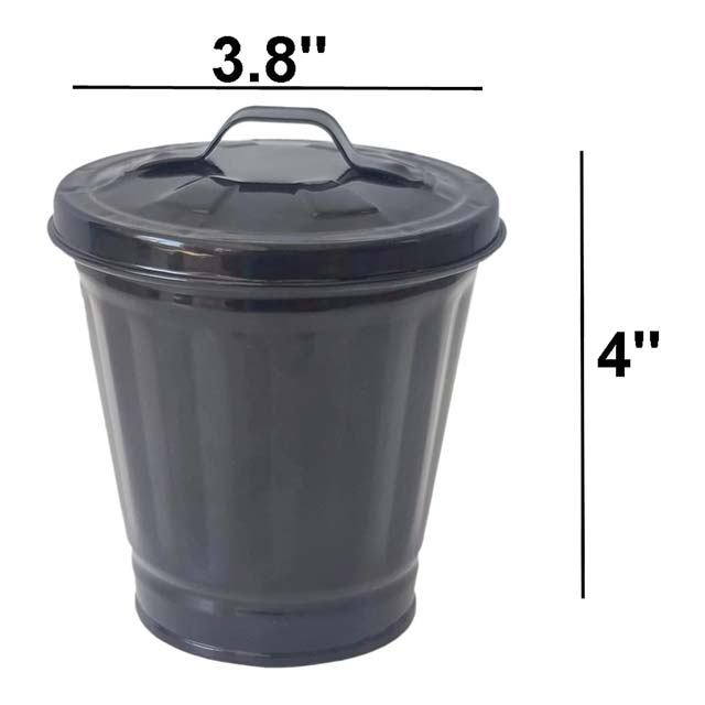 Bucket Shaped Garbage Can Lid – Cute Desktop Trash Can with Large Opening, Sturdy Iron Wastebasket for Home, Office &amp; Bedroom (Black)