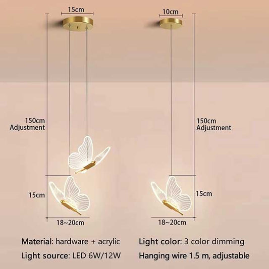Butterfly LED Pendant Light – Nordic Hanging Ceiling Lamp for Bedroom, Living Room & Home Decor