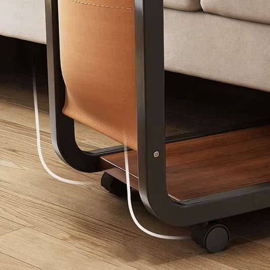 C-Shaped Mobile Side Table – Small Square Coffee Table for Living Room, Sofa, or Bedroom Bedside Use