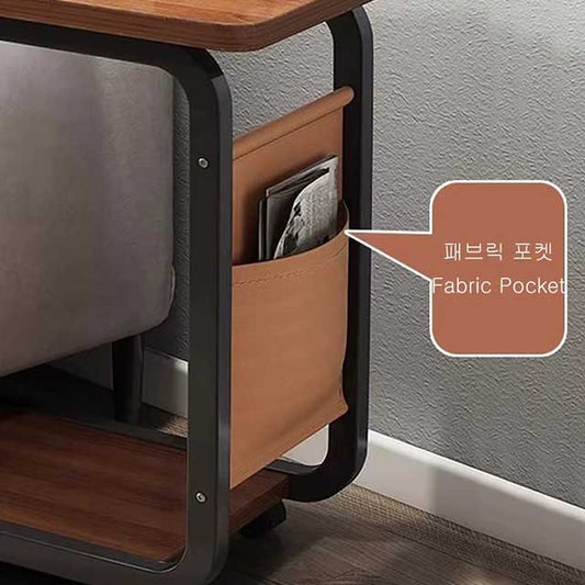 C-Shaped Mobile Side Table – Small Square Coffee Table for Living Room, Sofa, or Bedroom Bedside Use