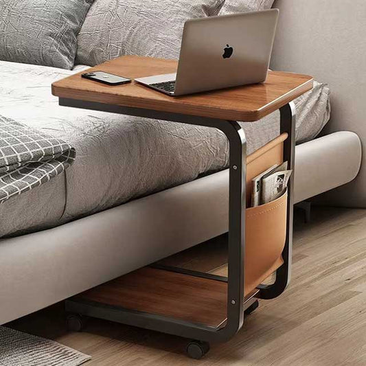 C-Shaped Mobile Side Table – Small Square Coffee Table for Living Room, Sofa, or Bedroom Bedside Use