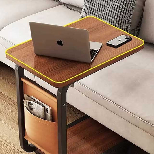 C-Shaped Mobile Side Table – Small Square Coffee Table for Living Room, Sofa, or Bedroom Bedside Use