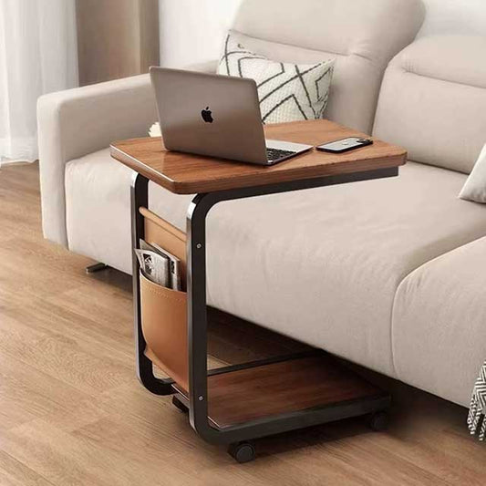 C-Shaped Mobile Side Table – Small Square Coffee Table for Living Room, Sofa, or Bedroom Bedside Use