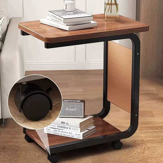 C-Shaped Mobile Side Table – Small Square Coffee Table for Living Room, Sofa, or Bedroom Bedside Use