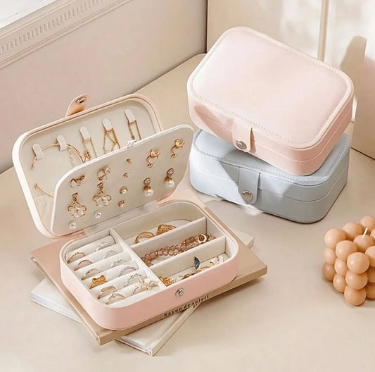 Portable Jewelry Organizer Box – Travel Jewelry Storage Case for Rings, Earrings & Necklaces