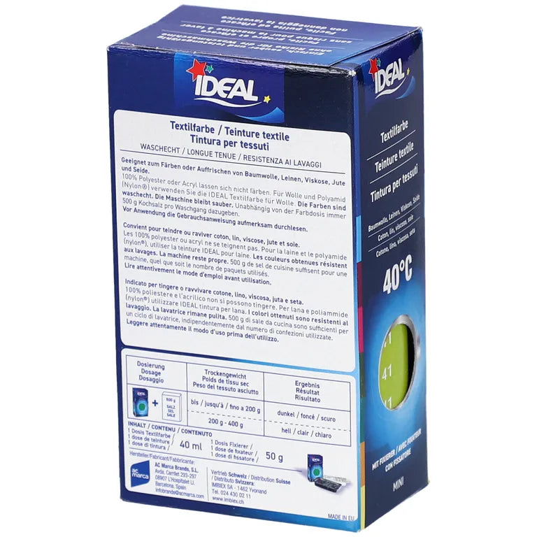 IDEAL Mini Fabric Dye No. 41 Lime Green – 40°C Textile Dye for Cotton, Linen, Viscose & Silk