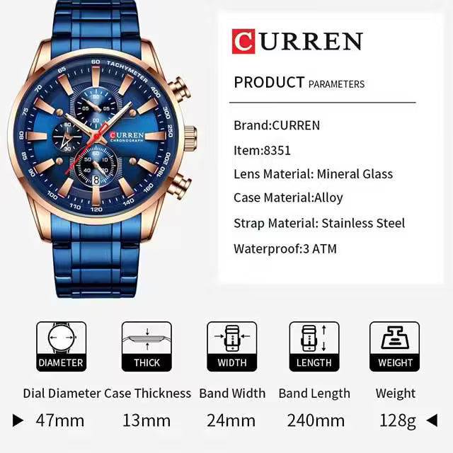 CURREN Waterproof Chrono Men Watch (CU8351)