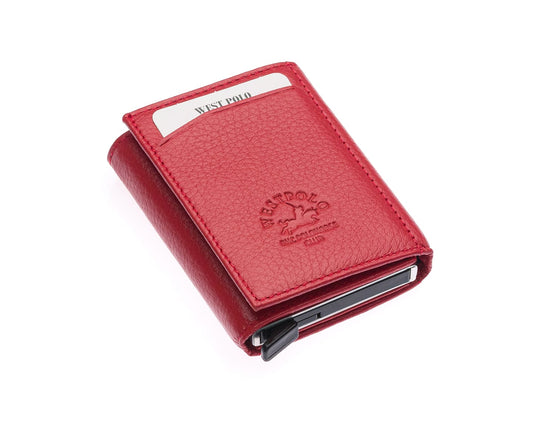 Porte-cartes Westpolo Safari grand format, portefeuille unisexe en cuir véritable à mécanisme (5550) 