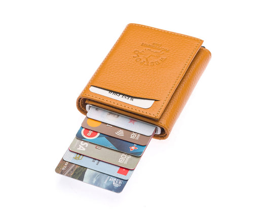 Porte-cartes Westpolo Safari grand format, portefeuille unisexe en cuir véritable à mécanisme (5550) 