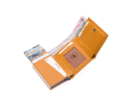 Porte-cartes Westpolo Safari grand format, portefeuille unisexe en cuir véritable à mécanisme (5550) 