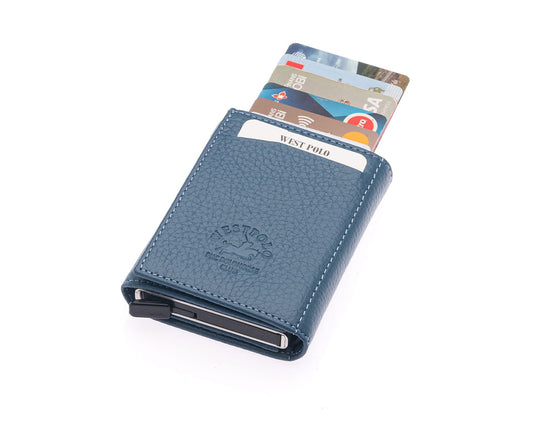 Porte-cartes Westpolo Safari grand format, portefeuille unisexe en cuir véritable à mécanisme (5550) 