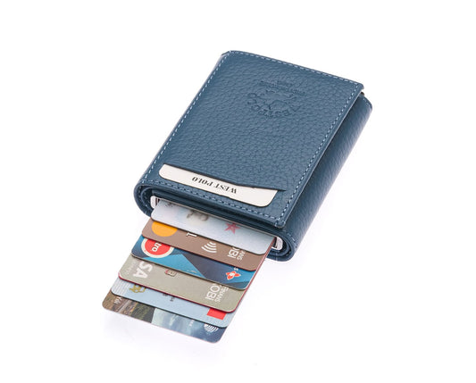 Porte-cartes Westpolo Safari grand format, portefeuille unisexe en cuir véritable à mécanisme (5550) 
