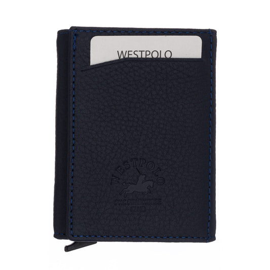 Porte-cartes Westpolo Safari grand format, portefeuille unisexe en cuir véritable à mécanisme (5550) 
