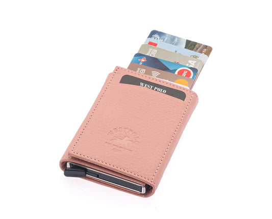 Porte-cartes Westpolo Safari grand format, portefeuille unisexe en cuir véritable à mécanisme (5550) 