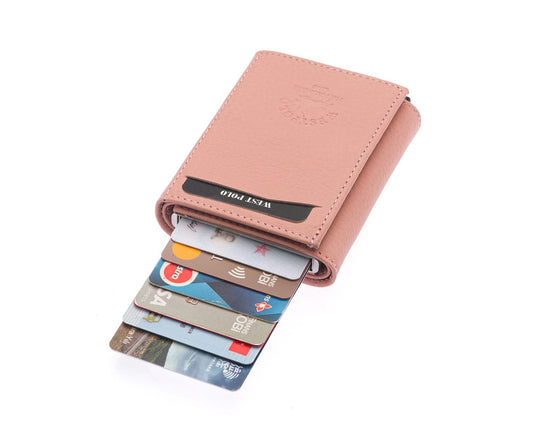 Porte-cartes Westpolo Safari grand format, portefeuille unisexe en cuir véritable à mécanisme (5550) 