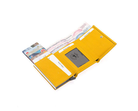 Porte-cartes Westpolo Safari grand format, portefeuille unisexe en cuir véritable à mécanisme (5550) 