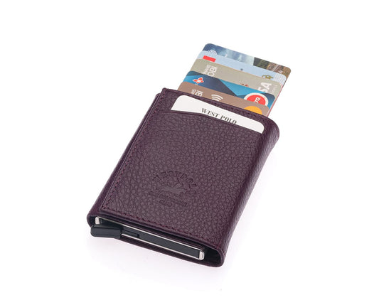 Porte-cartes Westpolo Safari grand format, portefeuille unisexe en cuir véritable à mécanisme (5550) 