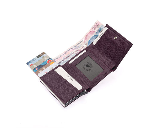 Porte-cartes Westpolo Safari grand format, portefeuille unisexe en cuir véritable à mécanisme (5550) 