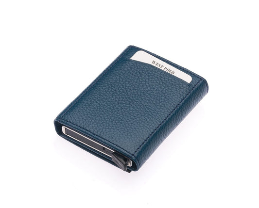 Porte-cartes Westpolo Safari grand format, portefeuille unisexe en cuir véritable à mécanisme (5550) 