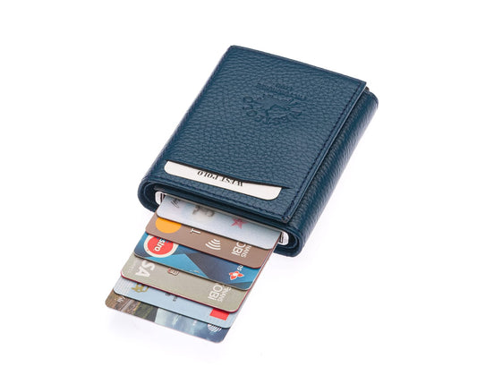 Porte-cartes Westpolo Safari grand format, portefeuille unisexe en cuir véritable à mécanisme (5550) 