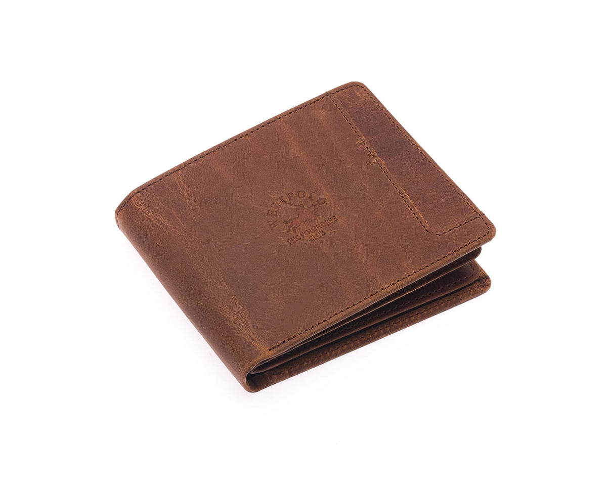 Westpolo Genuine Tumbled Leather Men's Leather Wallet (558C)