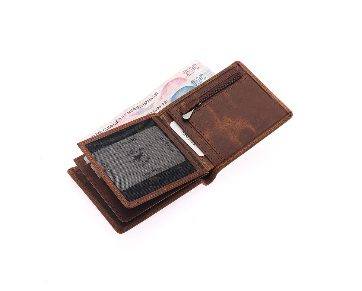 Westpolo Genuine Tumbled Leather Men's Leather Wallet (558C)