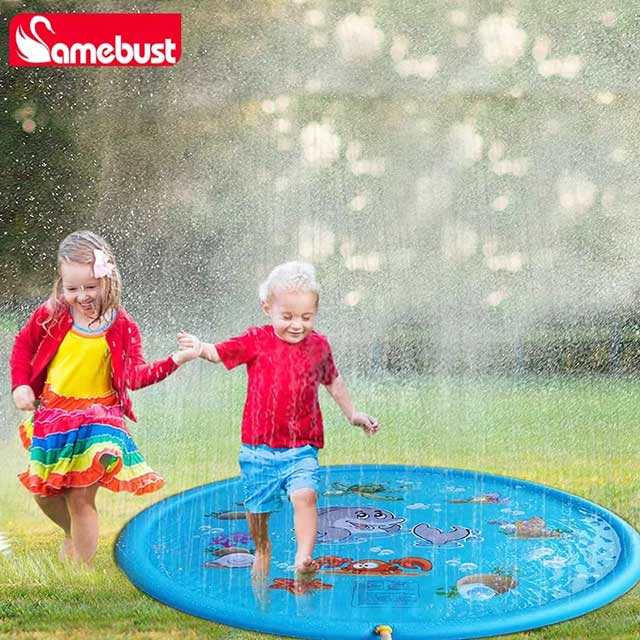 Camebust 59'' Inflatable Water Splash Mat – Outdoor PVC Sprinkler Play Toy for Kids & Toddlers