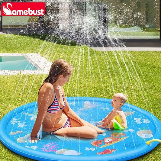 Camebust 59'' Inflatable Water Splash Mat – Outdoor PVC Sprinkler Play Toy for Kids & Toddlers