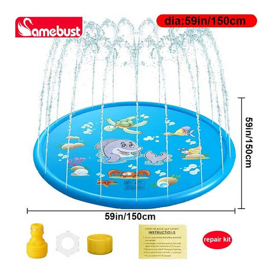Camebust 59'' Inflatable Water Splash Mat – Outdoor PVC Sprinkler Play Toy for Kids & Toddlers