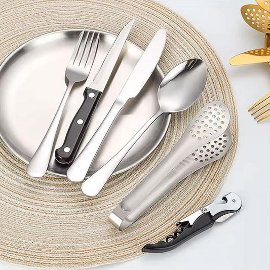 Camping Silverware Kit – 10/20PCS Stainless Steel Utensil Set with Plate, Spoon, Knife, Fork & Tongs for Picnic & Hiking