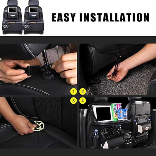 Car Seat Back Organizer – 1Pc Leather Car Storage for Kids’ Toys, Travel Essentials & Daily Use | Black Tidy Backseat Organizer for Parents & Drivers