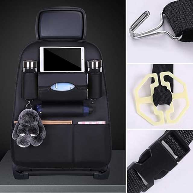 Car Seat Back Organizer – 1Pc Leather Car Storage for Kids’ Toys, Travel Essentials & Daily Use | Black Tidy Backseat Organizer for Parents & Drivers