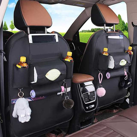 Car Seat Back Organizer – 1Pc Leather Car Storage for Kids’ Toys, Travel Essentials & Daily Use | Black Tidy Backseat Organizer for Parents & Drivers